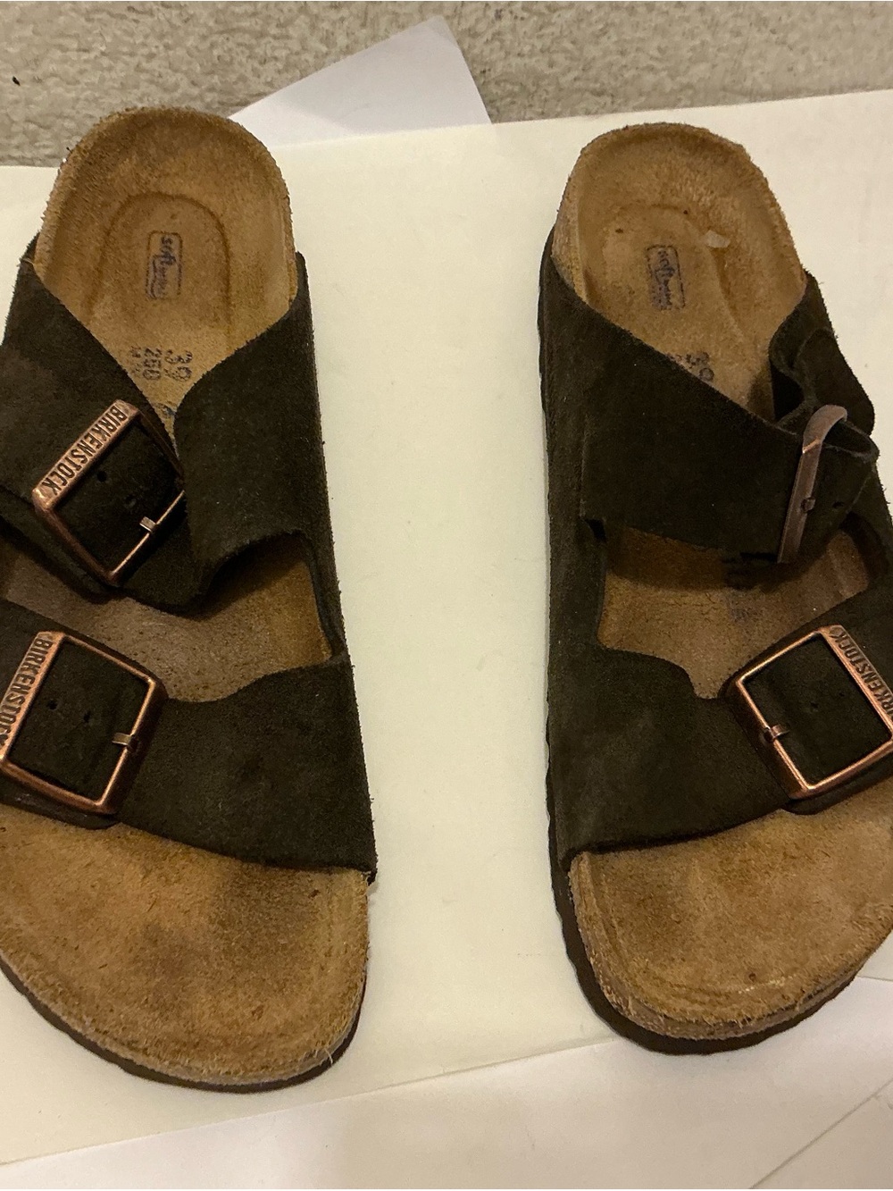 Birkenstock Two-Strap Suede softbed Slide Sandal - Dark Brown 39 - Picture 3 of 9
